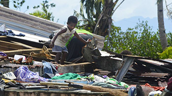 Child in Fiji After Storm