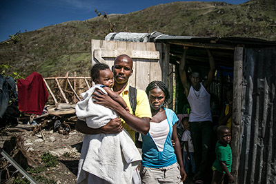Family in Haiti hit by Hurricane Matthew