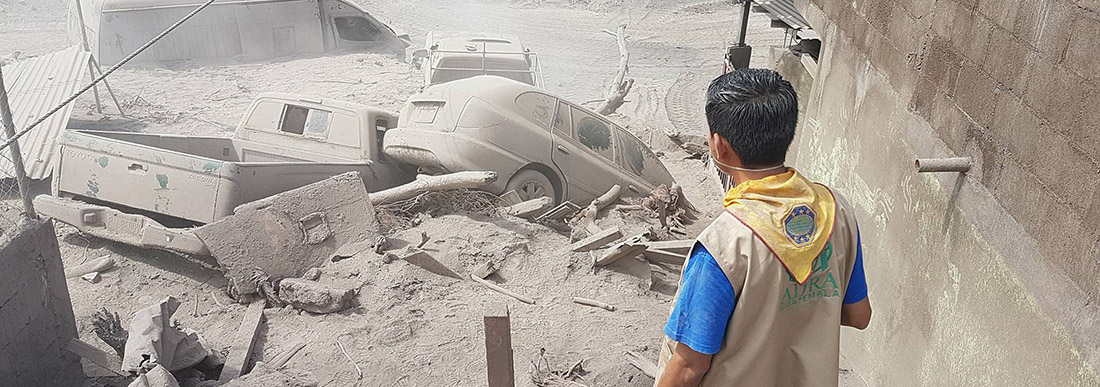 A Community covered in volcanic ash.